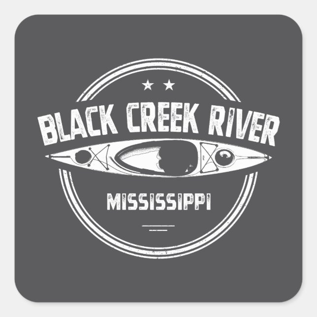 Sticker Carré Rivière Black Creek Mississippi Kayak (Devant)