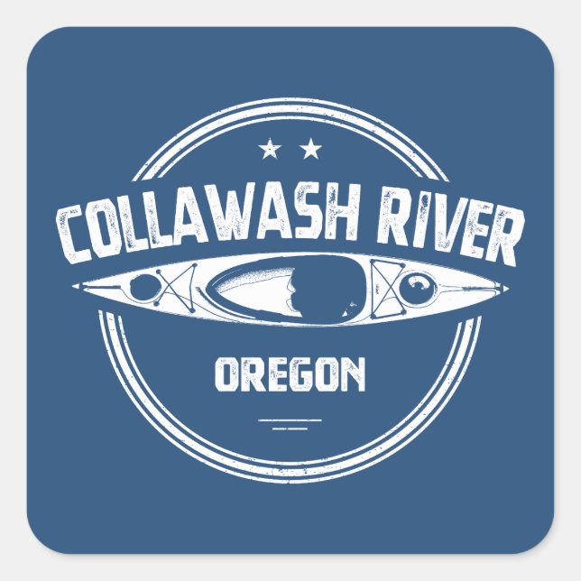Sticker Carré Rivière Collawash Oregon Canoë-kayak (Devant)