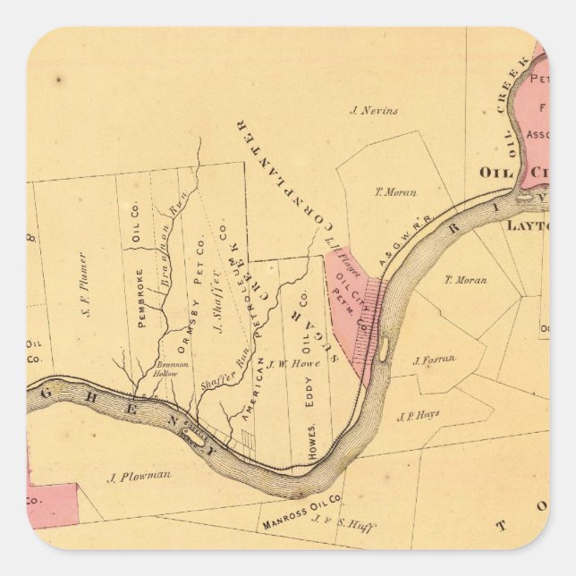 Sticker Carré Rivière d'Allegheny, PA (Devant)