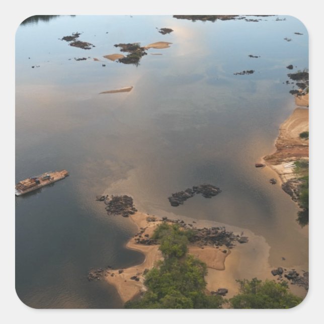 Sticker Carré Rivière Essequibo, rivière la plus longue du Guyan (Devant)