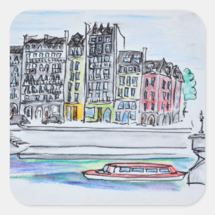 Sticker Carré Rivière Seine Île Saint-Louis, Paris