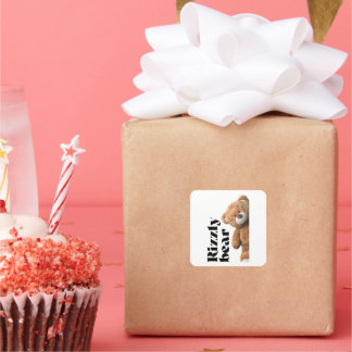 Sticker Carré Rizzly cute teddy bear design funny quote