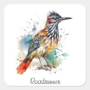 Sticker Carré Roadrunner en aquarelle dynamique