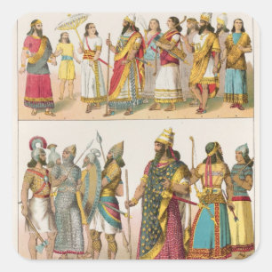 Sticker Carré Robe assyrienne, de 'Trachten der Voelker', 1864