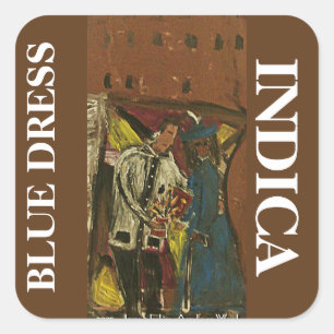 STICKER CARRÉ ROBE BLEUE INDICA