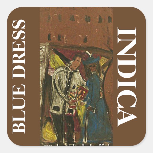 STICKER CARRÉ ROBE BLEUE INDICA (Devant)