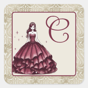 Sticker Carré Robe Bourgogne Quinceañera