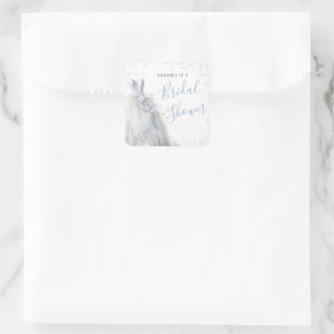 Sticker Carré Robe de Mariée Élégante Baby Shower