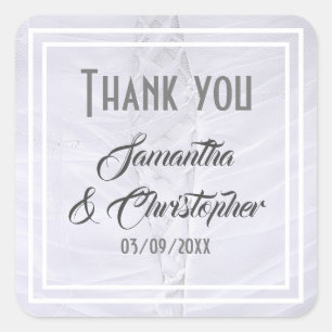 Sticker Carré Robe mariage blanche merci