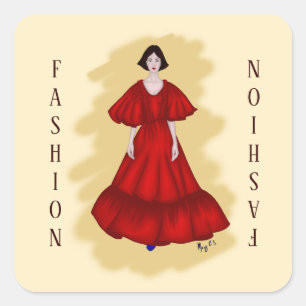 Sticker Carré Robe rouge classique avec l'art de l'humeur modern