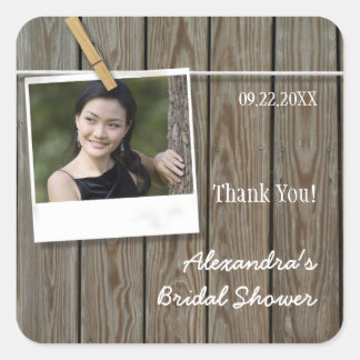 Sticker Carré Robe Rustique Photo Douche nuptiale