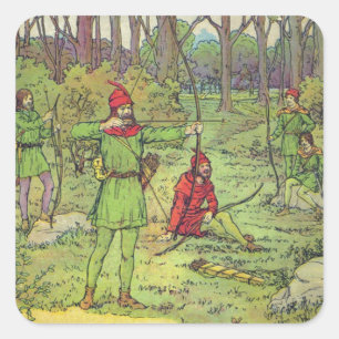 Sticker Carré Robin des Bois dans la forêt 