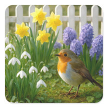 Robin in a Springtime Garden