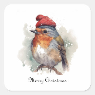 Sticker Carré Robin Winter Delight, sur mesure
