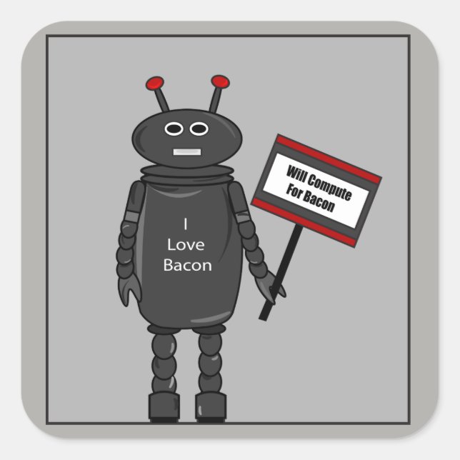 Sticker Carré Robot aimant Bacon (Devant)