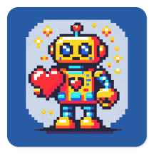 Robot avec coeur - Joli Pixel Art Design Sci-Fi