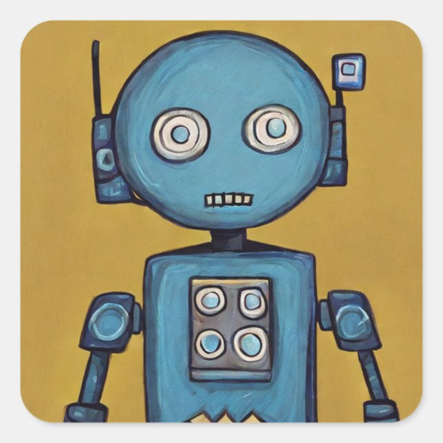 Sticker Carré Robot bleu (Devant)