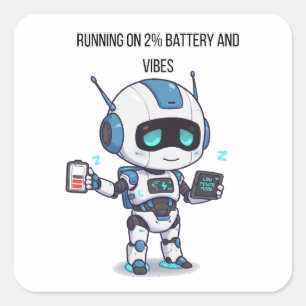 Sticker Carré Robot fonctionnant sur une batterie et des vibrati