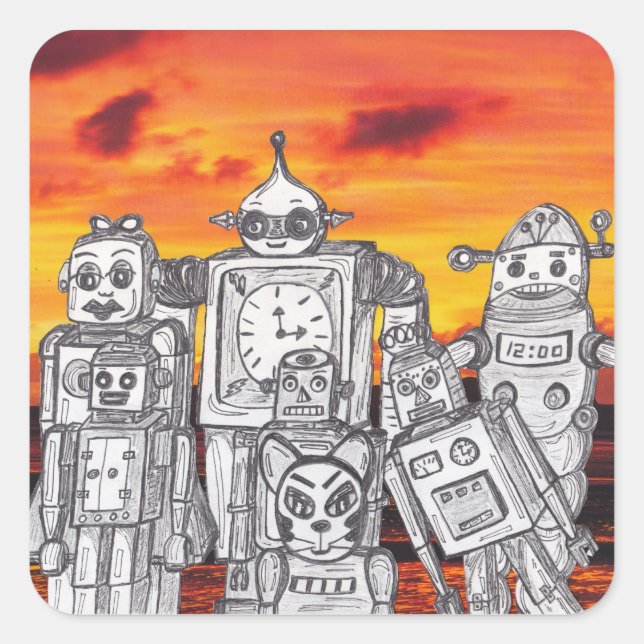 Sticker Carré Robot Holiday 3 (Devant)