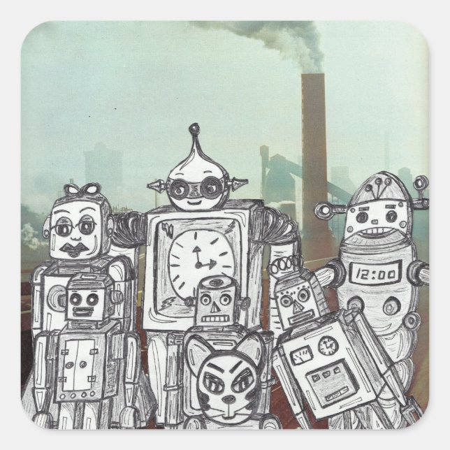 Sticker Carré Robot Holiday 6 (Devant)