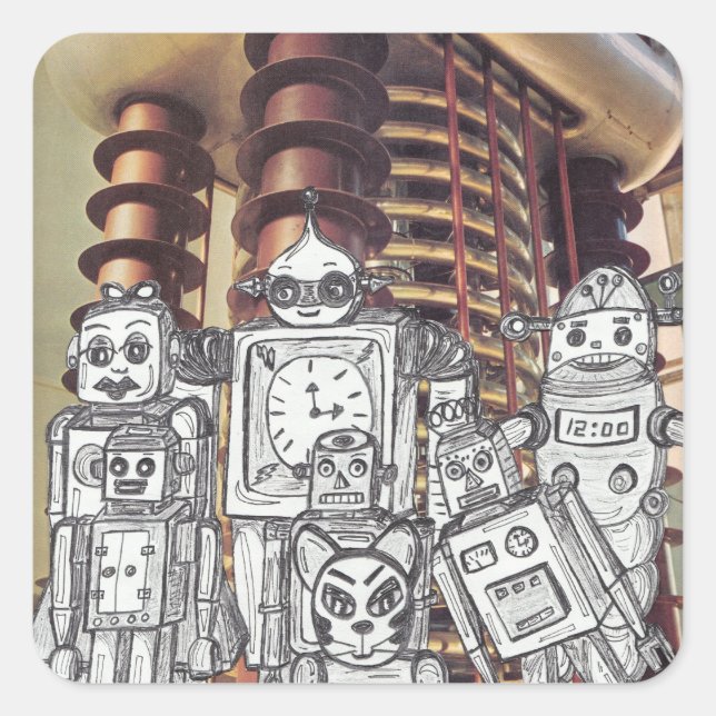 Sticker Carré Robot Holiday 8 (Devant)