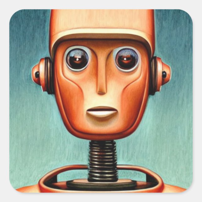 Sticker Carré Robot mignon (Devant)