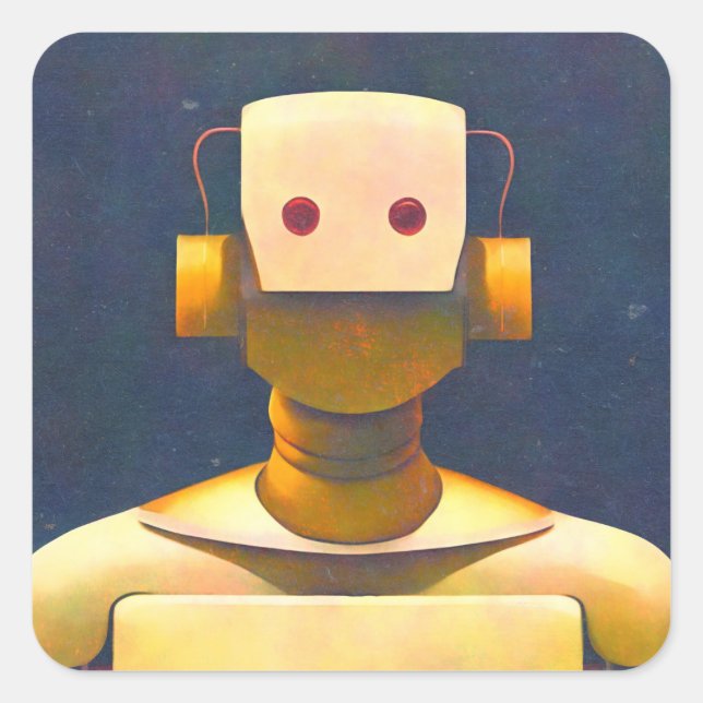 Sticker Carré Robot rétro (Devant)