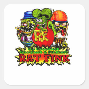 Sticker Carré roche chaude de rat fink