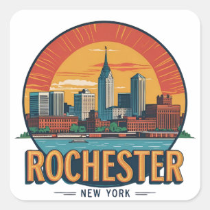 Sticker Carré Rochester City Skyline New York USA