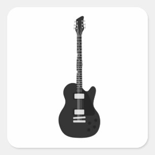 Sticker Carré Rock and Roll guitare électrique et acoustique