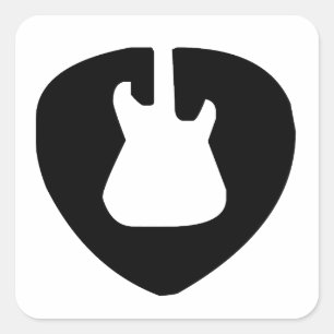 Sticker Carré Rock and Roll guitare électrique et acoustique