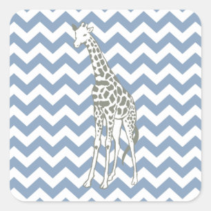 Sticker Carré Rock Blue Safari Chevron avec Pop Art Giraffe