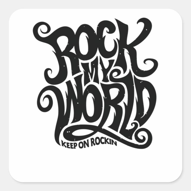 Sticker Carré Rock my World (Devant)