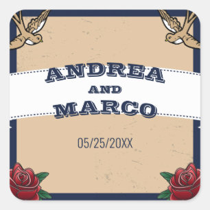 Sticker Carré Rockabilly Tattoo Gothique Destination Mariage