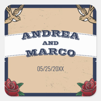Sticker Carré Rockabilly Tattoo Gothique Destination Mariage