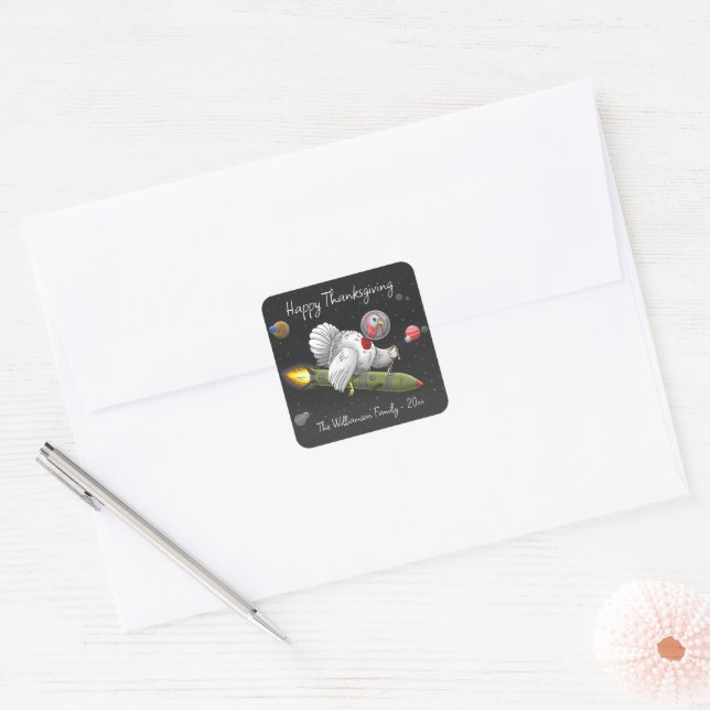 Sticker Carré Rocket Turquie Thanksgiving (Enveloppe)