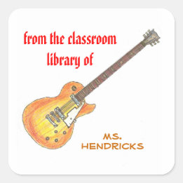 Sticker Carré Rock'n'roll personalized teacher bookplate