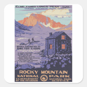 Sticker Carré Rocky Mountain - Vintage voyage