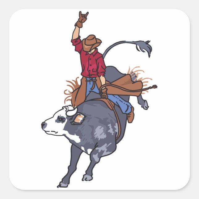 Sticker Carré Rodeo Bull Rider (Devant)