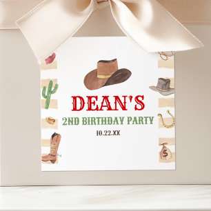 Sticker Carré Rodeo Cowboy Western Wild West fête d'anniversaire