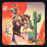 Sticker Carré Rodéo de Christmas<br><div class="desc">cow-boy rancher christmas rodeo,  wood plant leather venft ,  red boots cactus cheerful ,  ranch happy merry horseshoe wild cartoon old southwest ,  holly illutography retro ,  vintage holiday ,  western west ,  christmas cowboy rancher rodeo</div>