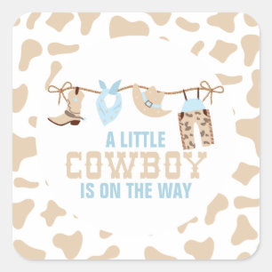Sticker Carré Rodeo Western Cowboy Baby shower