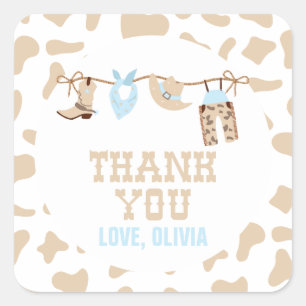 Sticker Carré Rodeo Western Cowboy Baby shower