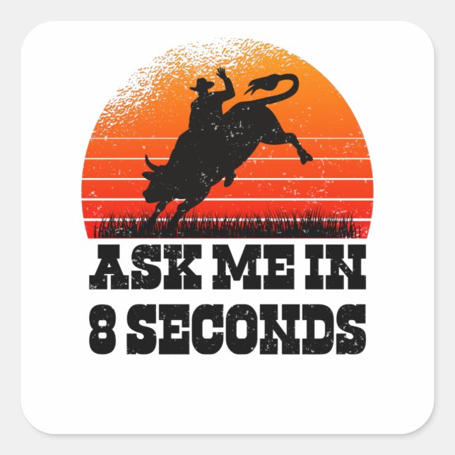 Sticker Carré Rodeo Western Cowboy Wild West Retro Bull (Devant)
