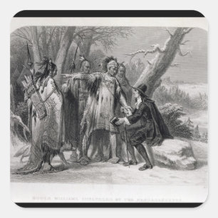 Sticker Carré Roger Williams abrité par le Narragansetts