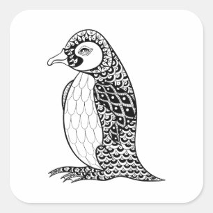 Sticker Carré Roi artistique Penguin Zendoodle