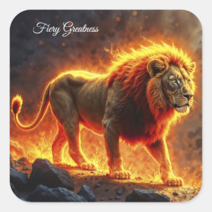 Sticker Carré Roi des animaux Lion majestueux animal infernal