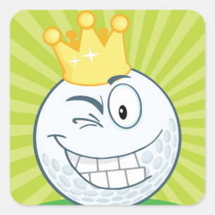 Sticker Carré Roi Drôle de Balle de Golf Roi du Golf