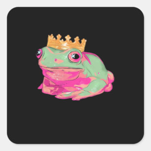Sticker Carré Roi Grenouille Funky Mème Style Classique