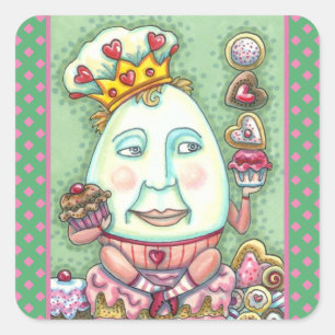 STICKER CARRÉ ROI HUMAIN DES COEURS ET DES CONFECTIONS, VALENTIN